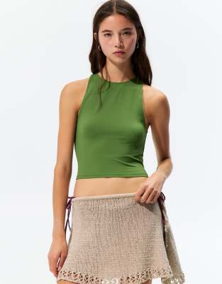 Pull&Bear polyamide vest top in green - view 1