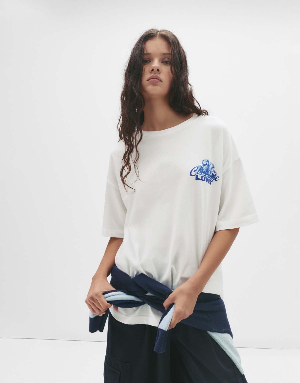 Pull&Bear Pool ball t-shirt in ice