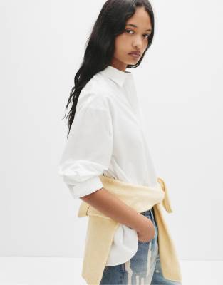 Pull & Bear - Popeline-Hemd in Weiß