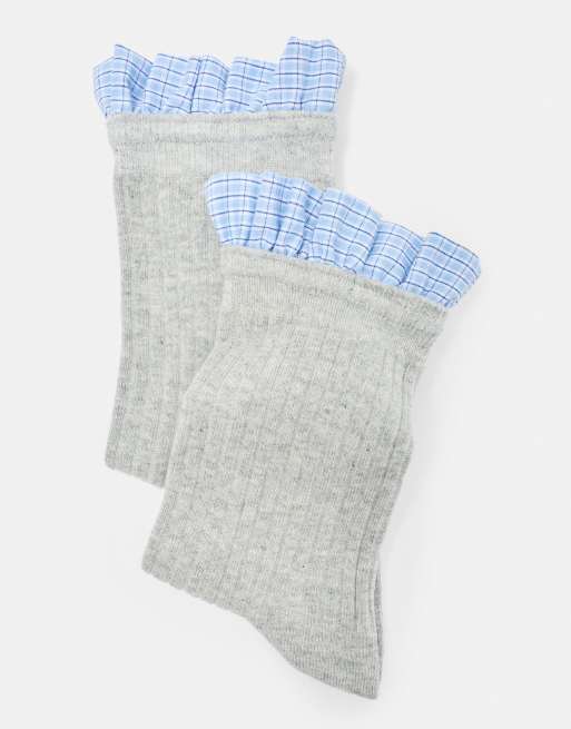 Pull&Bear Popeline-Socken mit Rüschen in Grau, 3 von 3