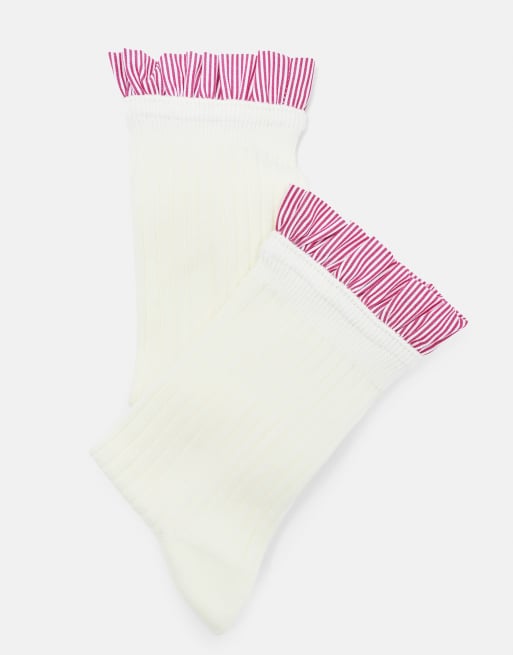 Pull&Bear poplinsockor med volang i vitt, 3 av 3
