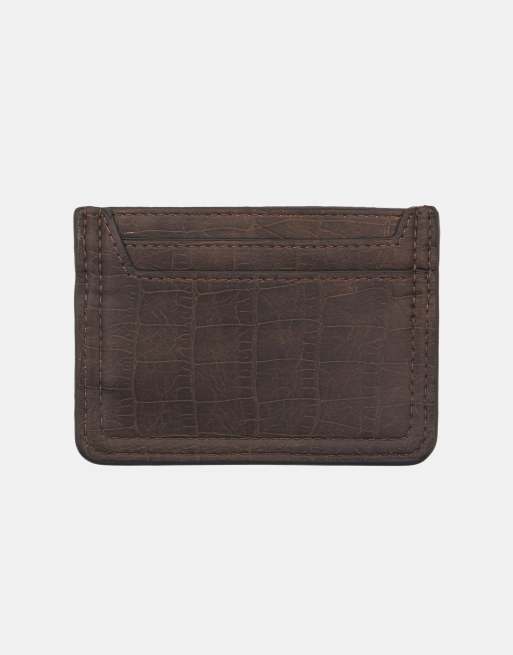 Pull&Bear - Portacarte marrone in pelle sintetica zigrinata