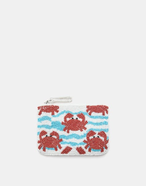 Pull&Bear - Portafoglio blu con zip e perline - view 1