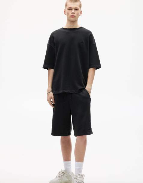 Pull&Bear - Posede jerseyshorts i sort vask - view 1