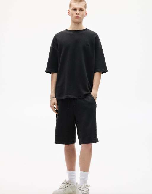 Pull&Bear - Posede jerseyshorts i sort vask