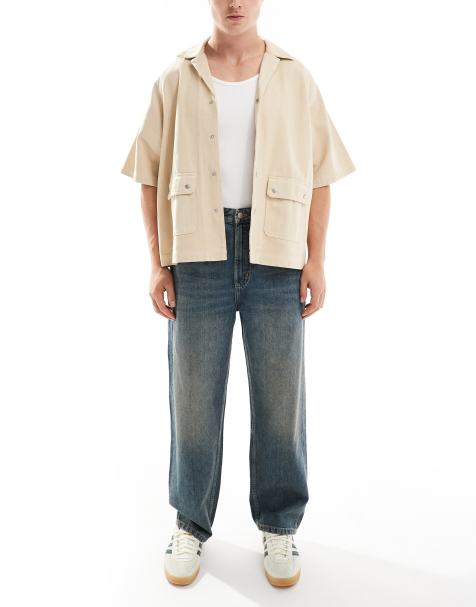 Pull&Bear - Posede og blå jeans i beskidt vask - view 1