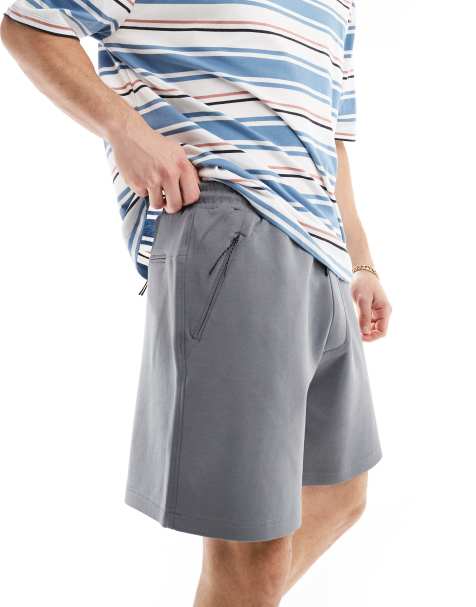 Pull&Bear premium jersey short in charcoal - view 1