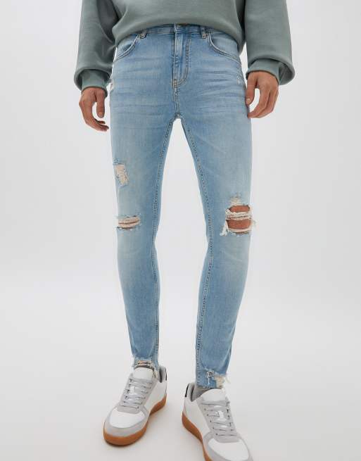 Pull&Bear premium skinny jeans in light blue