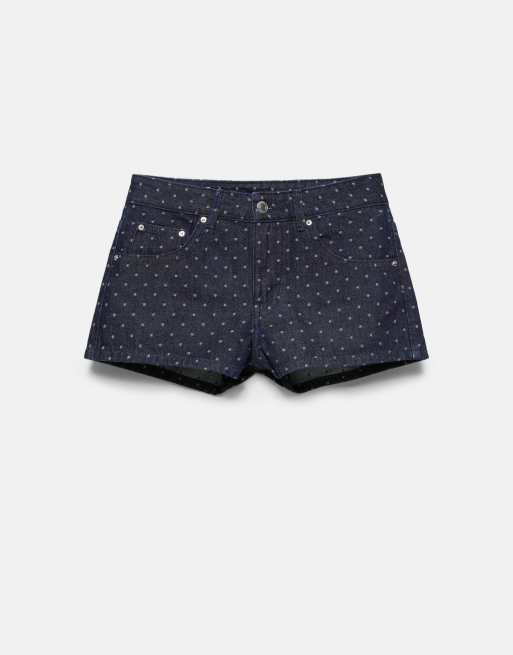 Pull&Bear prickiga minishorts i marinblått, 6 av 7
