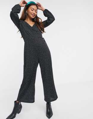 black v neck jumpsuit