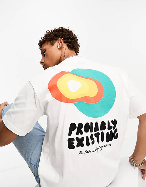 Pull&Bear probably exisiting printed t-shirt in white | ASOS