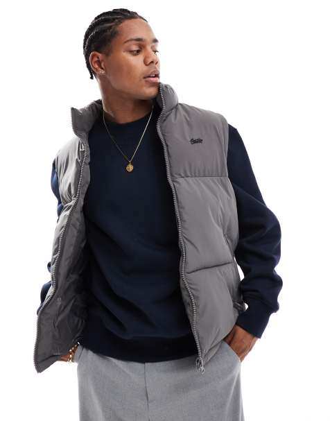 Pull&Bear puffer gilet in grey - view 1