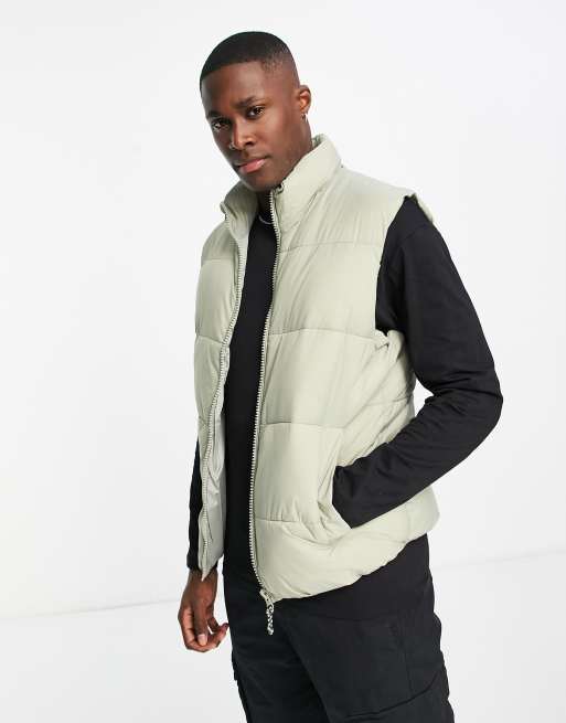 Pull&Bear puffer gilet in light green | ASOS