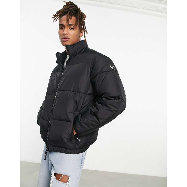 Pull&bear belted puffer sales jacket in black