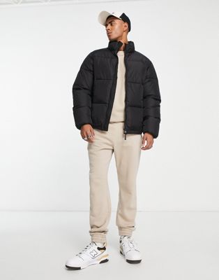 Pull&Bear puffer jacket in black - ASOS Price Checker