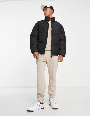 Pull&Bear puffer jacket in black