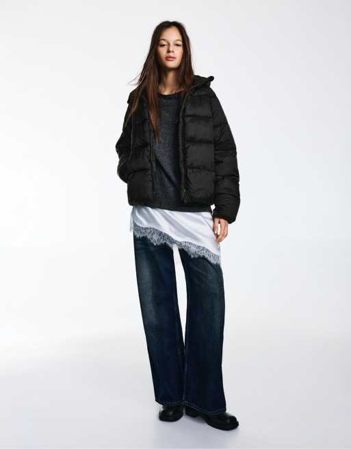 Pull&Bear Puffer jacket in black, 4 of 4
