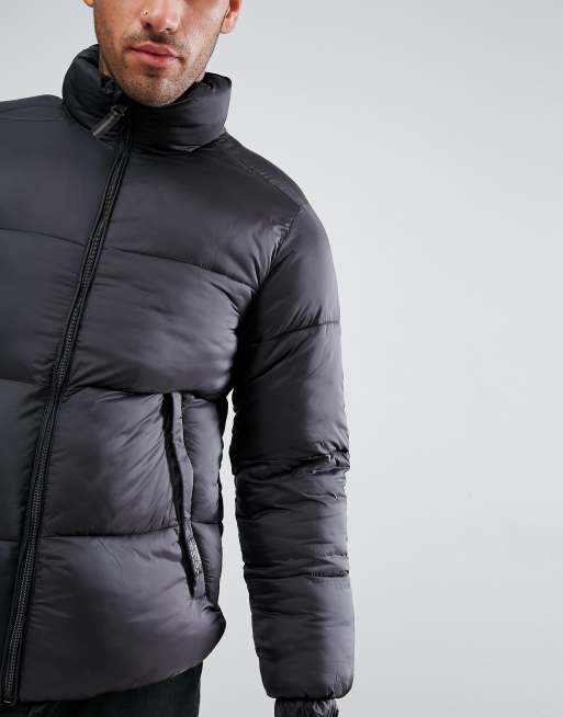 Pull Bear Puffer Jacket In Black