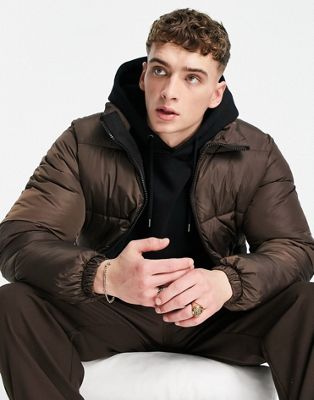 Pull&Bear puffer jacket in brown
