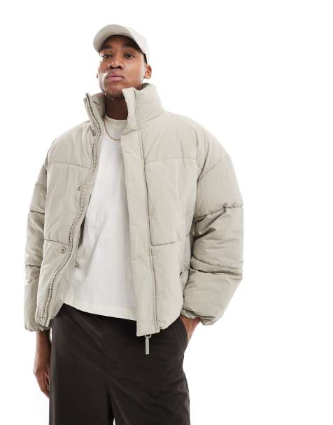 Pull&Bear puffer jacket in grey - view 1