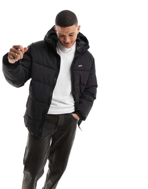 Pull&bear puffer clearance jacket in black