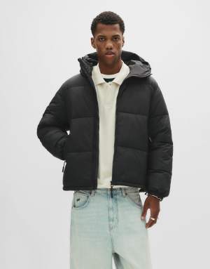 Pull&Bear Puffer jacket with hood in black