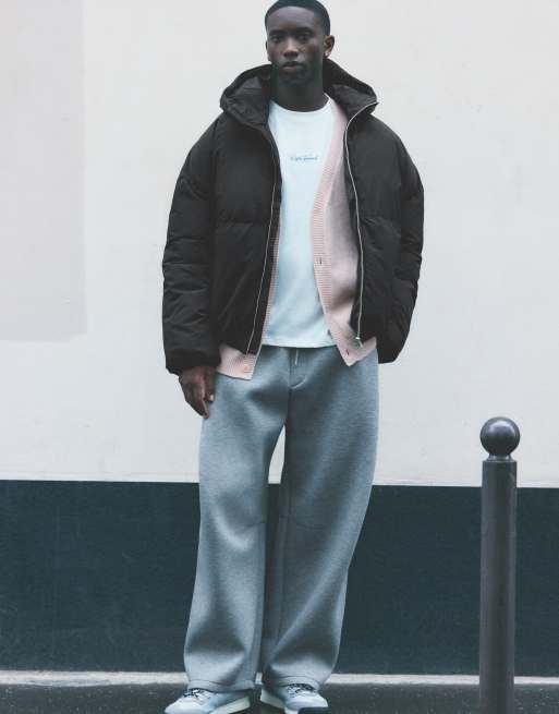 Pull&Bear Puffer jacket with hood in black, 3 of 7
