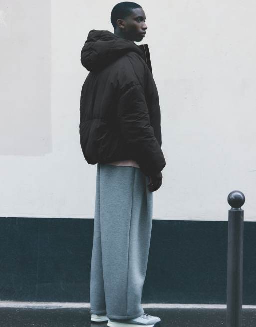 Pull&Bear Puffer jacket with hood in black, 4 of 7