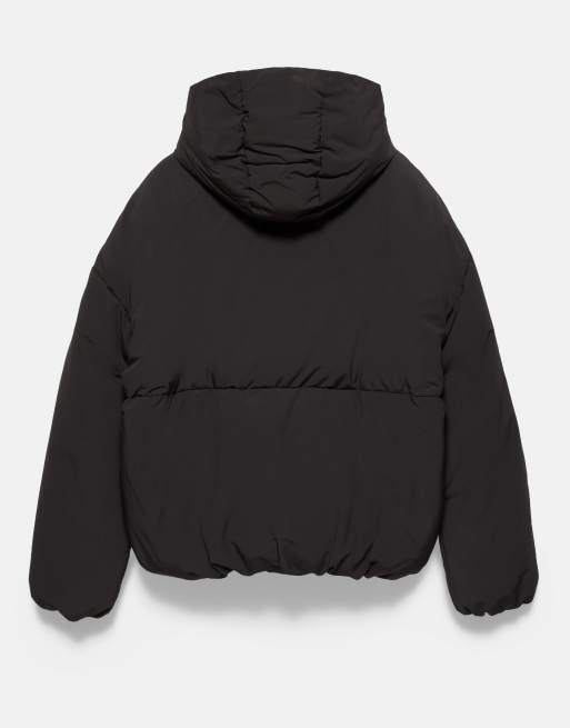 Pull&Bear Puffer jacket with hood in black, 7 of 7
