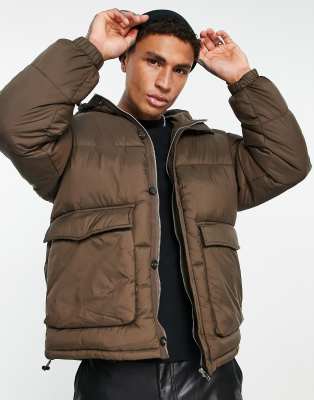 pull and bear brown puffer