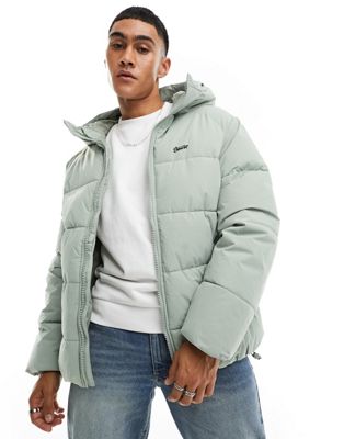 Pull&Bear puffer jacket with hood in ice grey