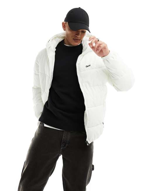 Pull and bear white puffer jacket on sale