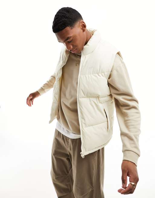 Mens Puffer Vest in Cream