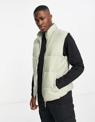 Pull&Bear puffer vest in light green | ASOS