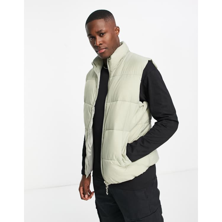 Pull&Bear puffer vest in light green