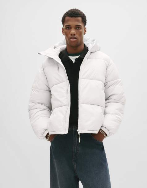 Pull&Bear – Pufferjacke in Sand mit Kapuze - view 1