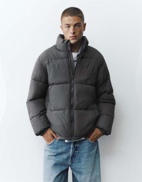 Pull&Bear Pufferjacke mit Stehkragen in Grau - view 1