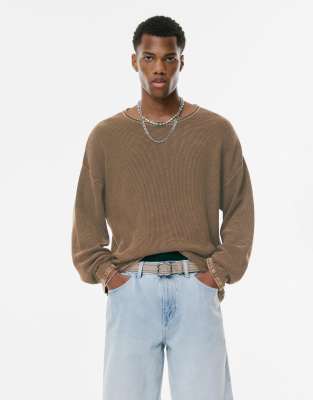 Pull  bordures contrastantes - Marron - Pull & bear - Modalova