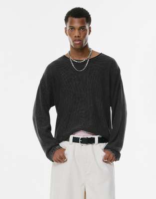 Pull  bordures contrastantes - Noir dlav - Pull & bear - Modalova