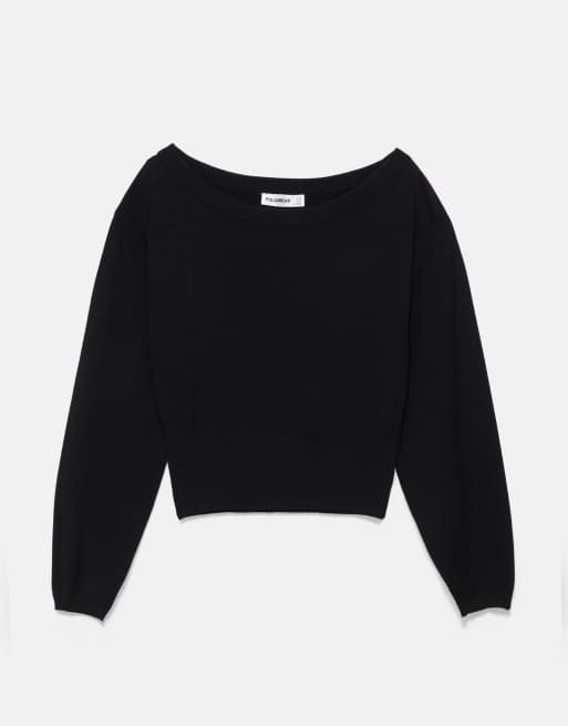 Pull&Bear pull à col bateau rayé noir, 5 de 7