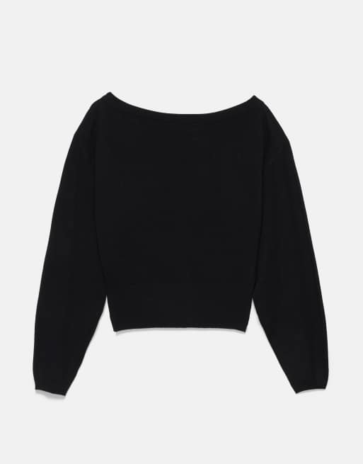 Pull&Bear pull à col bateau rayé noir, 7 de 7