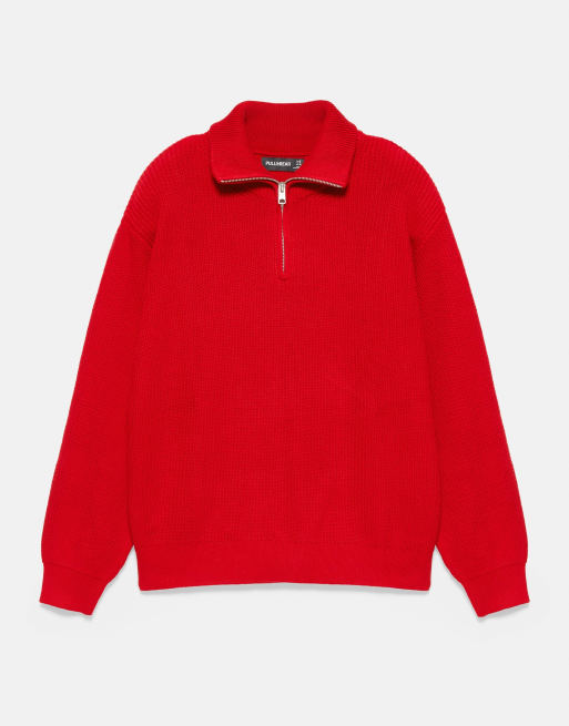 Pull&Bear pull à demi-zip rouge, 5 de 7