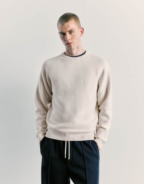 Pull&Bear pull à manches raglan blanc cassé - view 1