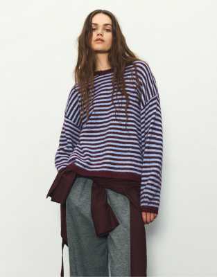 Pull & Bear - Pull à rayures - Bordeaux-Rouge