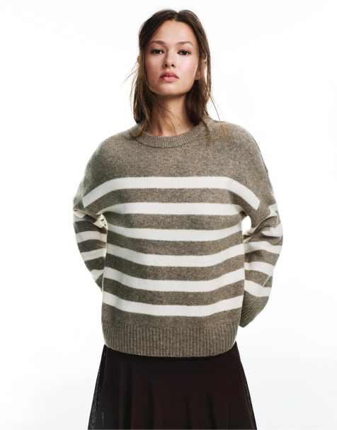 Pull&Bear - Pull à rayures - Marron - view 1