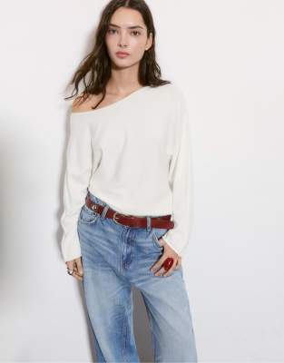 Pull & Bear - Pull asymétrique - Beige-Neutre