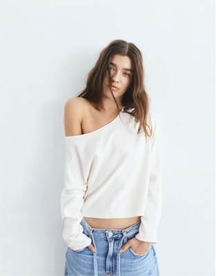 Pull & Bear - Pull asymétrique - Beige-Neutre