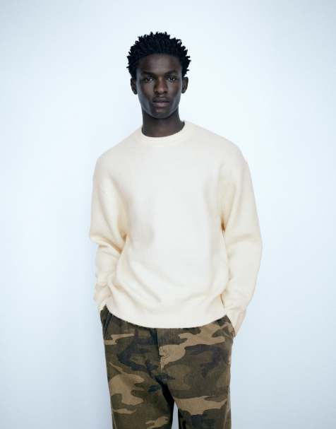 Pull&Bear pull basique à col rond beige - view 1