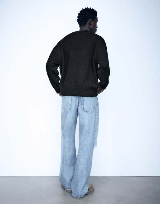 Pull&Bear pull basique col rond noir, 2 de 7
