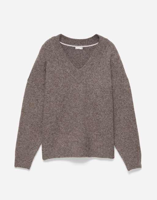 Pull&Bear pull boxy à col V bordeaux, 5 de 7